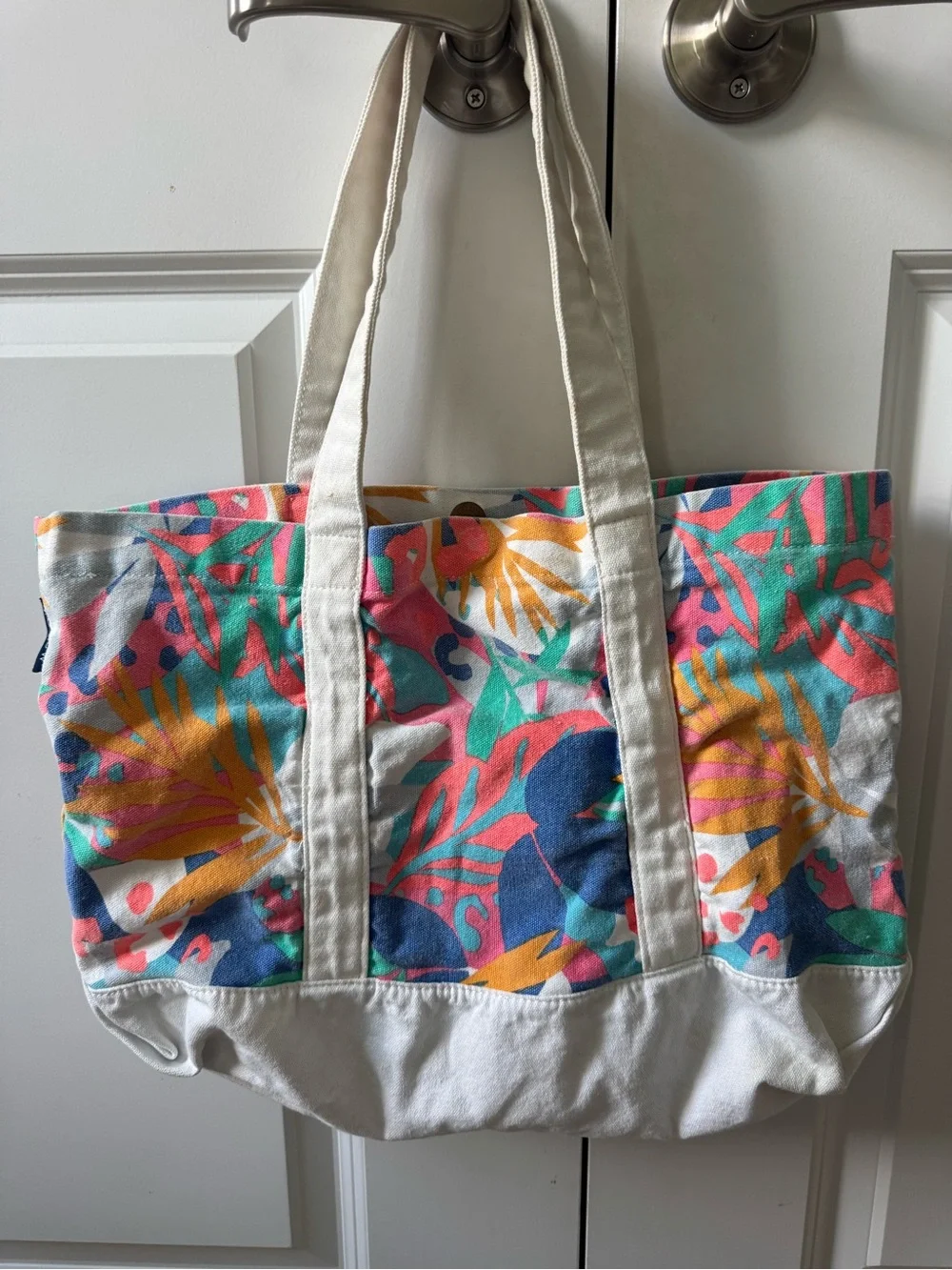 J. Crew tropical floral canvas tote bag